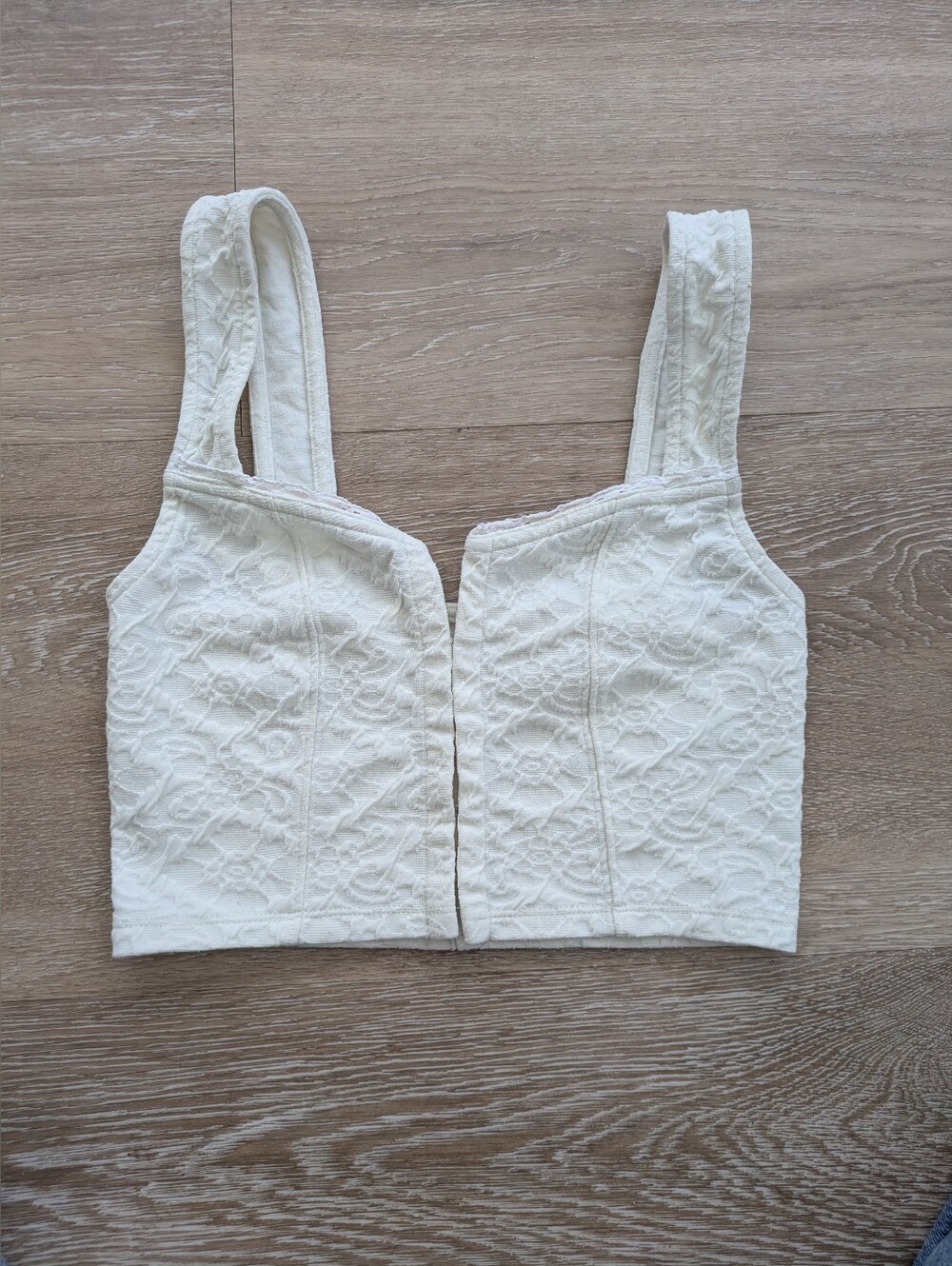 Floral Lace Cream corset style front clasp tank top